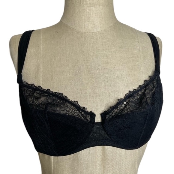 New La Perla 36C Black Lace Bra Layered Elegant Underwire - Picture 1 of 11